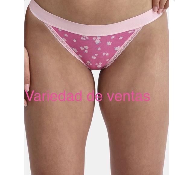 Pink Floral Lace Trim Bikini Panties - Picture 1 of 3
